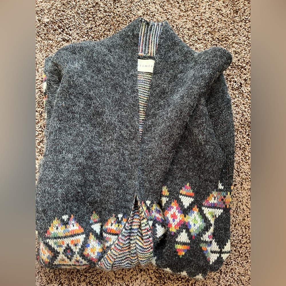 Dreamers Charcoal Multicolor Patterned Cardigan - Picture 4 of 5